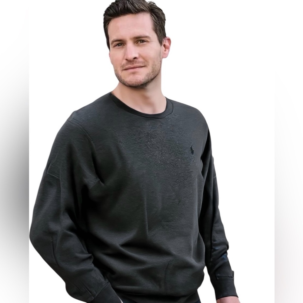 Ralph Lauren Polo Dark Gray Charcoal Crewneck Pima Cotton Sweater